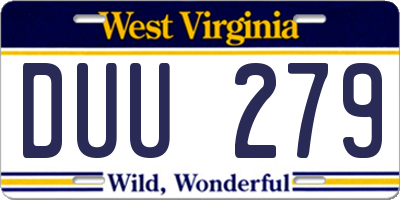 WV license plate DUU279