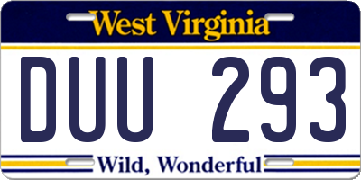WV license plate DUU293