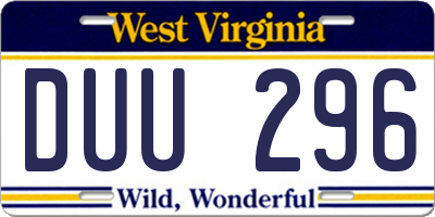 WV license plate DUU296
