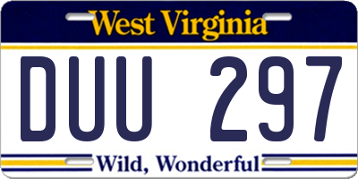 WV license plate DUU297