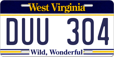 WV license plate DUU304