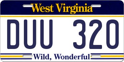 WV license plate DUU320