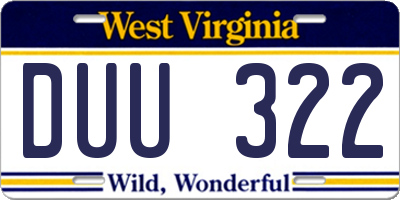 WV license plate DUU322