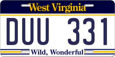 WV license plate DUU331