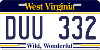 WV license plate DUU332