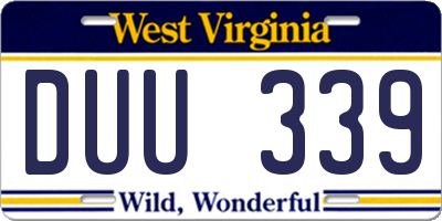 WV license plate DUU339
