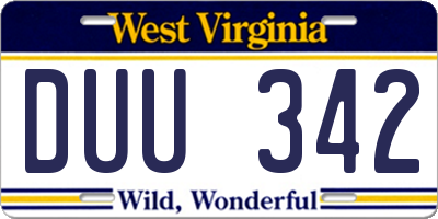 WV license plate DUU342