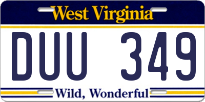 WV license plate DUU349