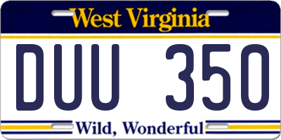 WV license plate DUU350