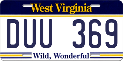 WV license plate DUU369