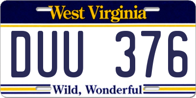 WV license plate DUU376