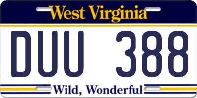 WV license plate DUU388