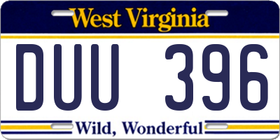 WV license plate DUU396