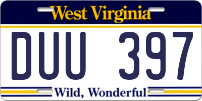 WV license plate DUU397