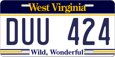 WV license plate DUU424