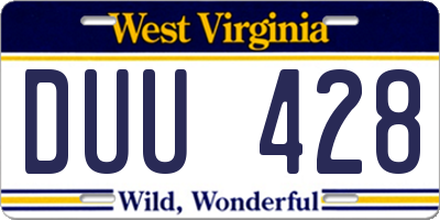 WV license plate DUU428