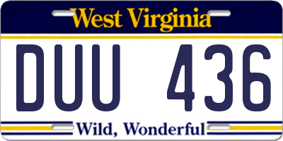 WV license plate DUU436