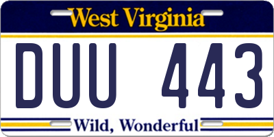 WV license plate DUU443