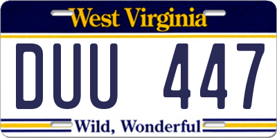WV license plate DUU447