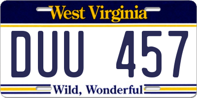 WV license plate DUU457