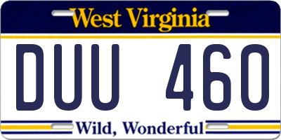 WV license plate DUU460
