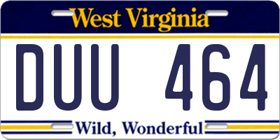 WV license plate DUU464