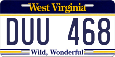 WV license plate DUU468