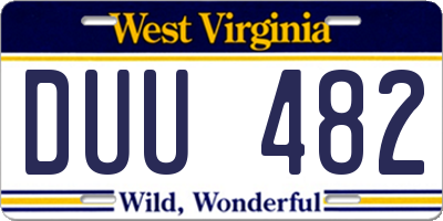 WV license plate DUU482