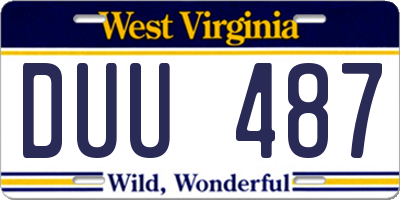 WV license plate DUU487
