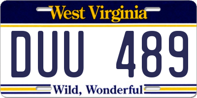 WV license plate DUU489