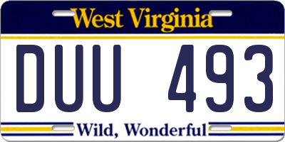 WV license plate DUU493