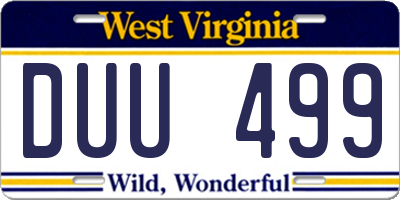 WV license plate DUU499