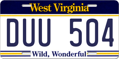 WV license plate DUU504