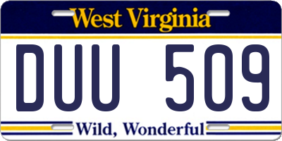 WV license plate DUU509