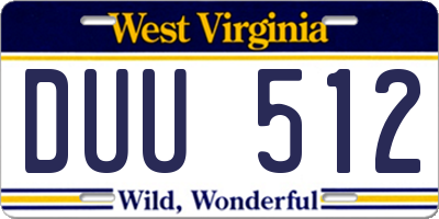 WV license plate DUU512