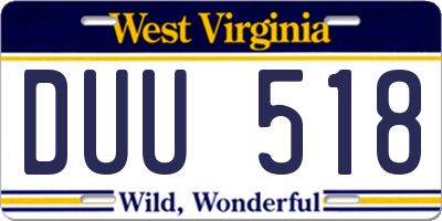 WV license plate DUU518