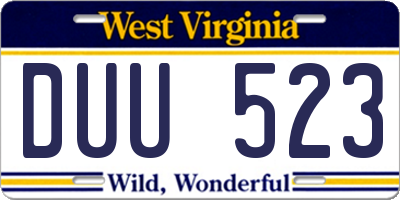 WV license plate DUU523