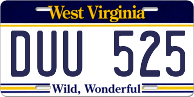 WV license plate DUU525