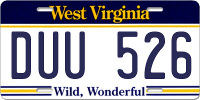 WV license plate DUU526