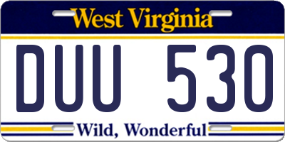WV license plate DUU530