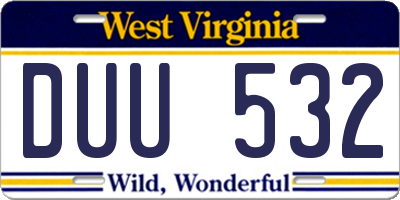 WV license plate DUU532