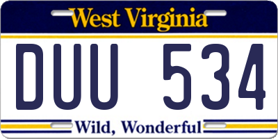 WV license plate DUU534
