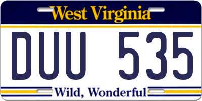WV license plate DUU535