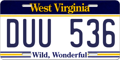 WV license plate DUU536