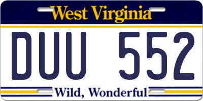 WV license plate DUU552