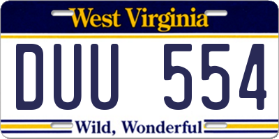 WV license plate DUU554