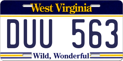 WV license plate DUU563