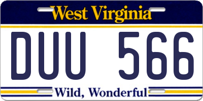 WV license plate DUU566
