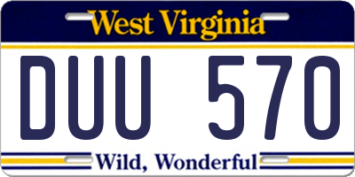 WV license plate DUU570