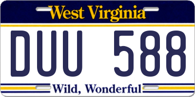 WV license plate DUU588